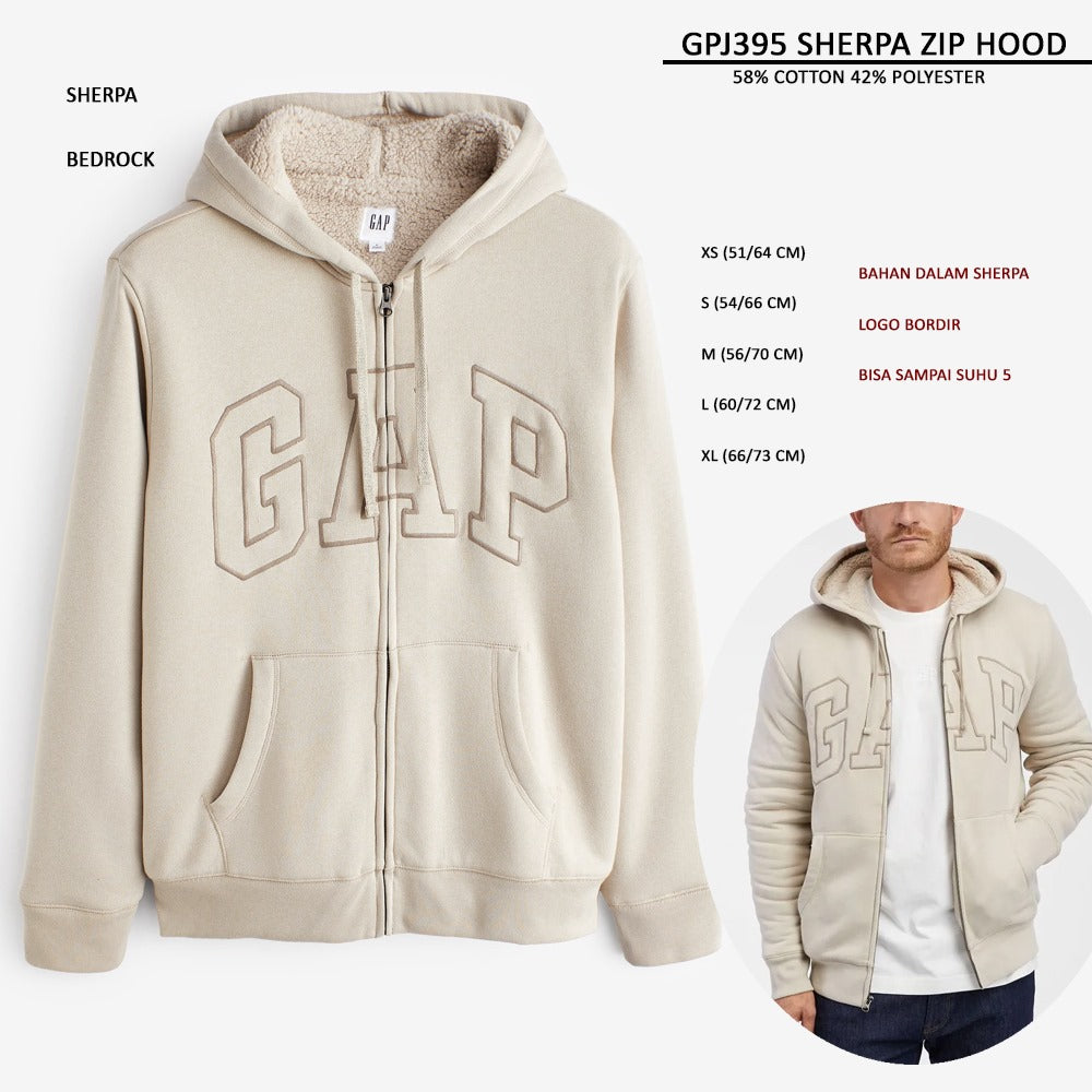 Jacket Hoodie Pria Lengan Panjang (GPJ395 SHERPA ZIP HOOD)