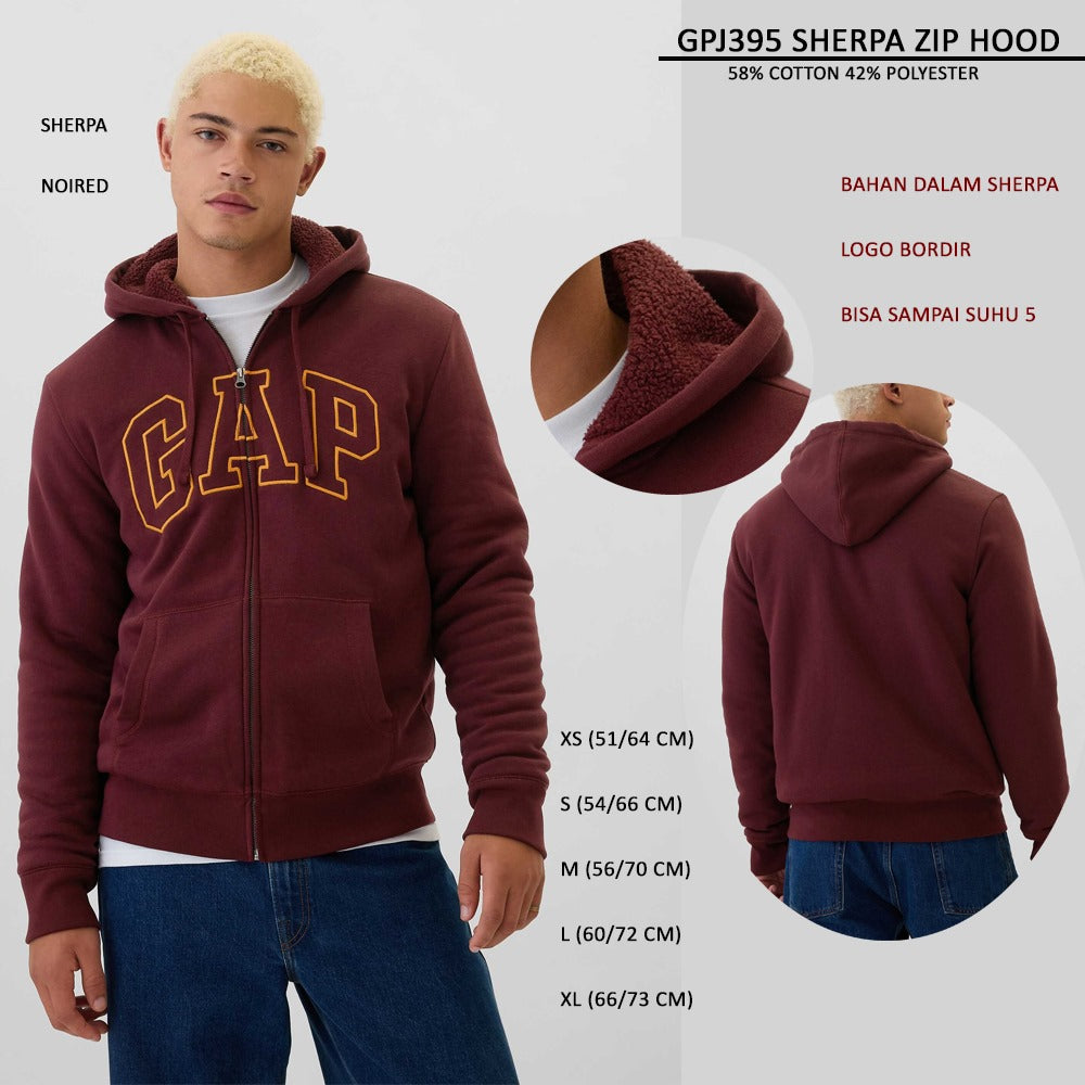 Jacket Hoodie Pria Lengan Panjang (GPJ395 SHERPA ZIP HOOD)