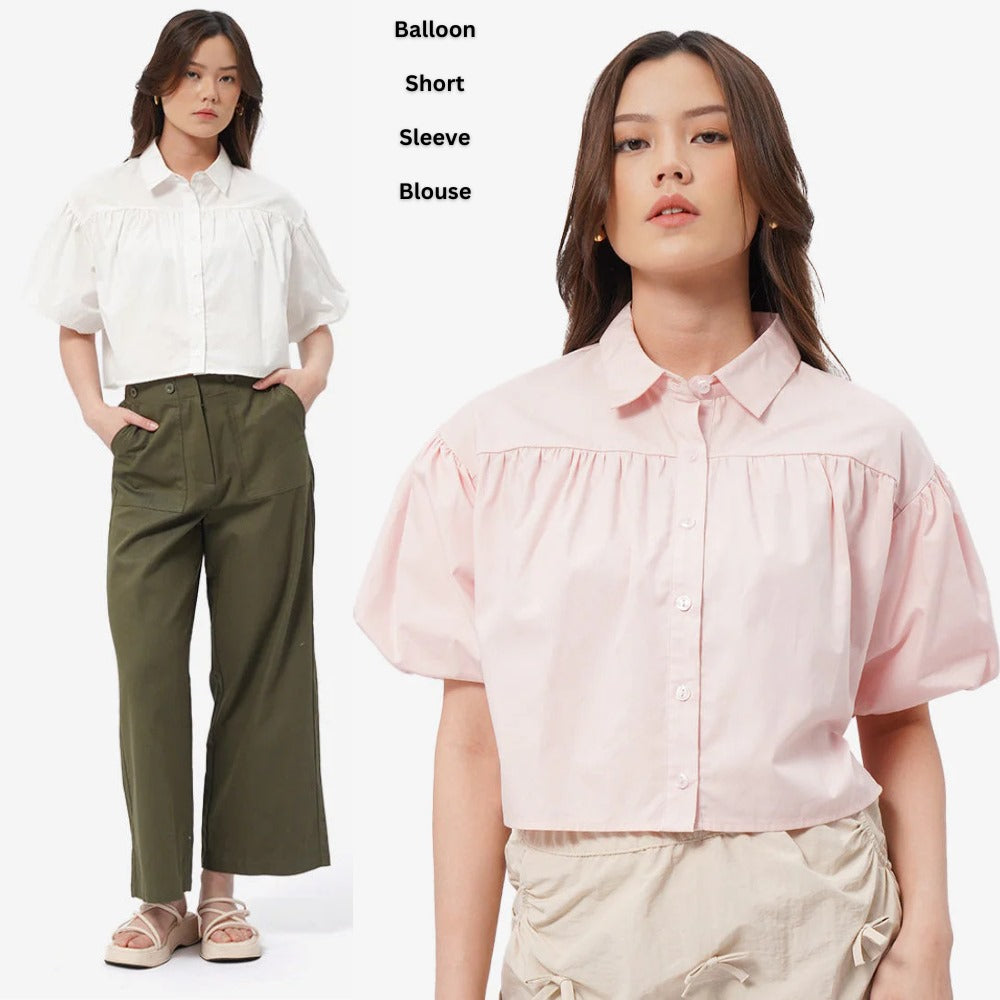 Kemeja Wanita Lengan Panjang (CLB03 BALLOON SHORT BLOUSE)