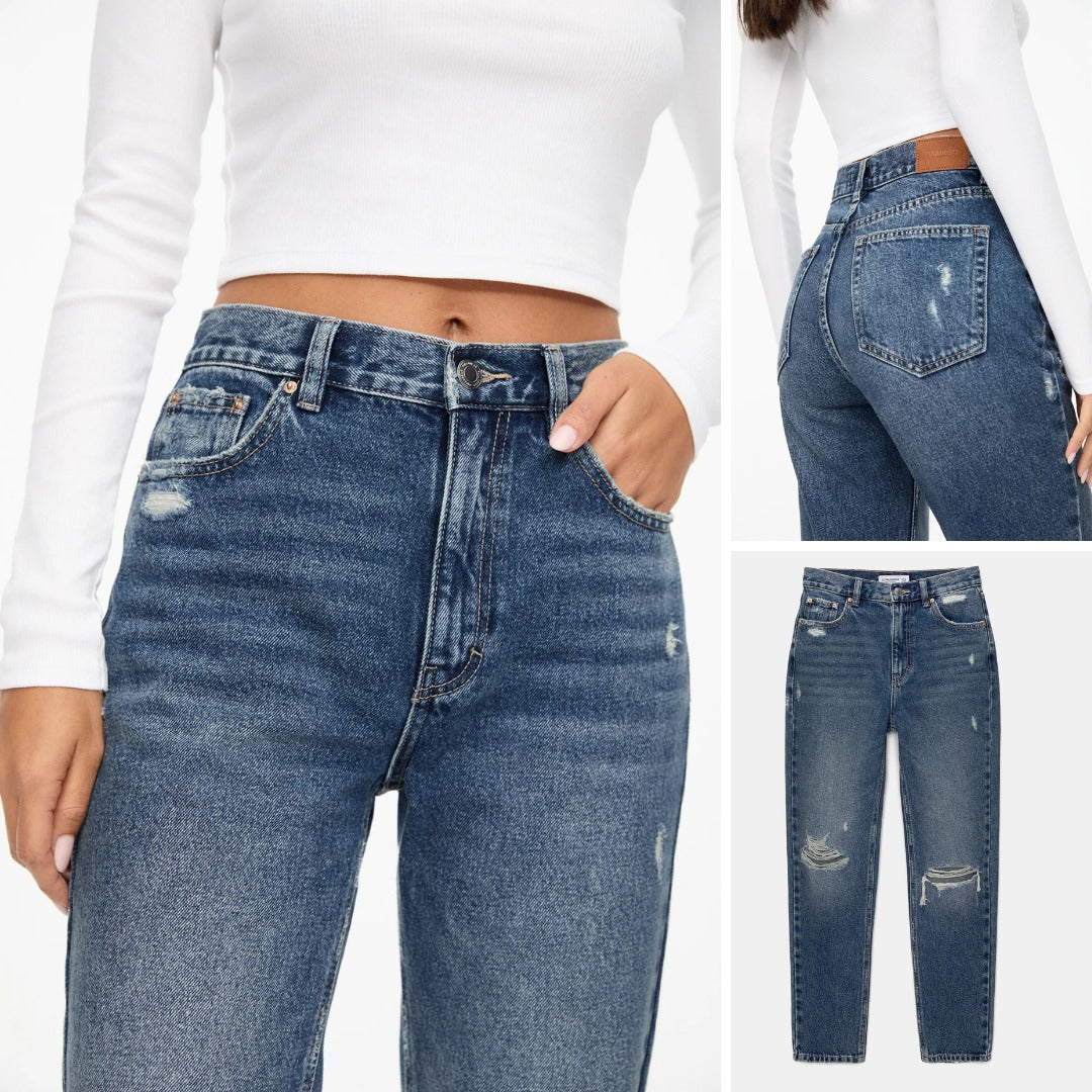 Celana Jeans Panjang Wanita Highwaist (PNB12/13 MOM-RIPPED JEANS)