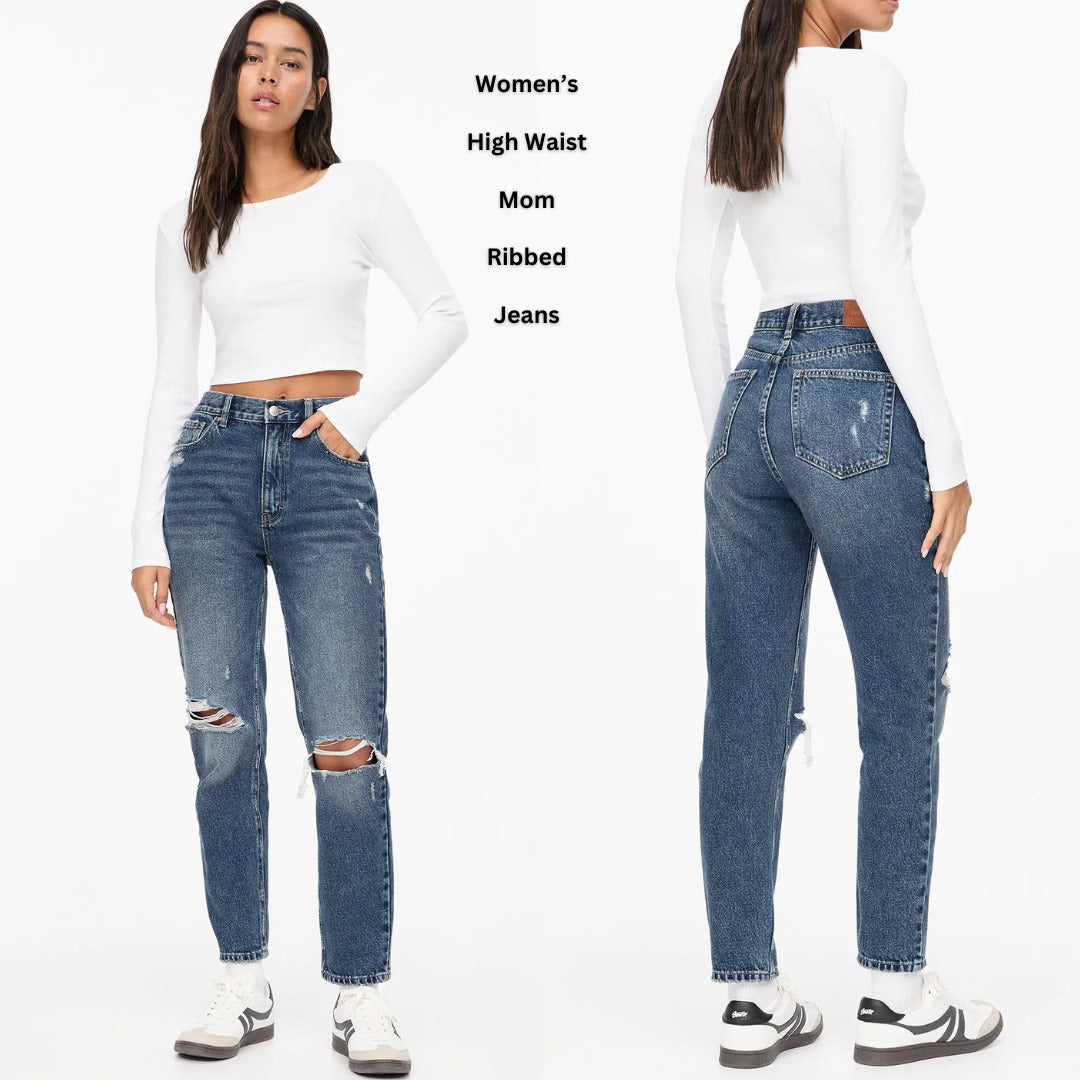 Celana Jeans Panjang Wanita Highwaist (PNB12/13 MOM-RIPPED JEANS)