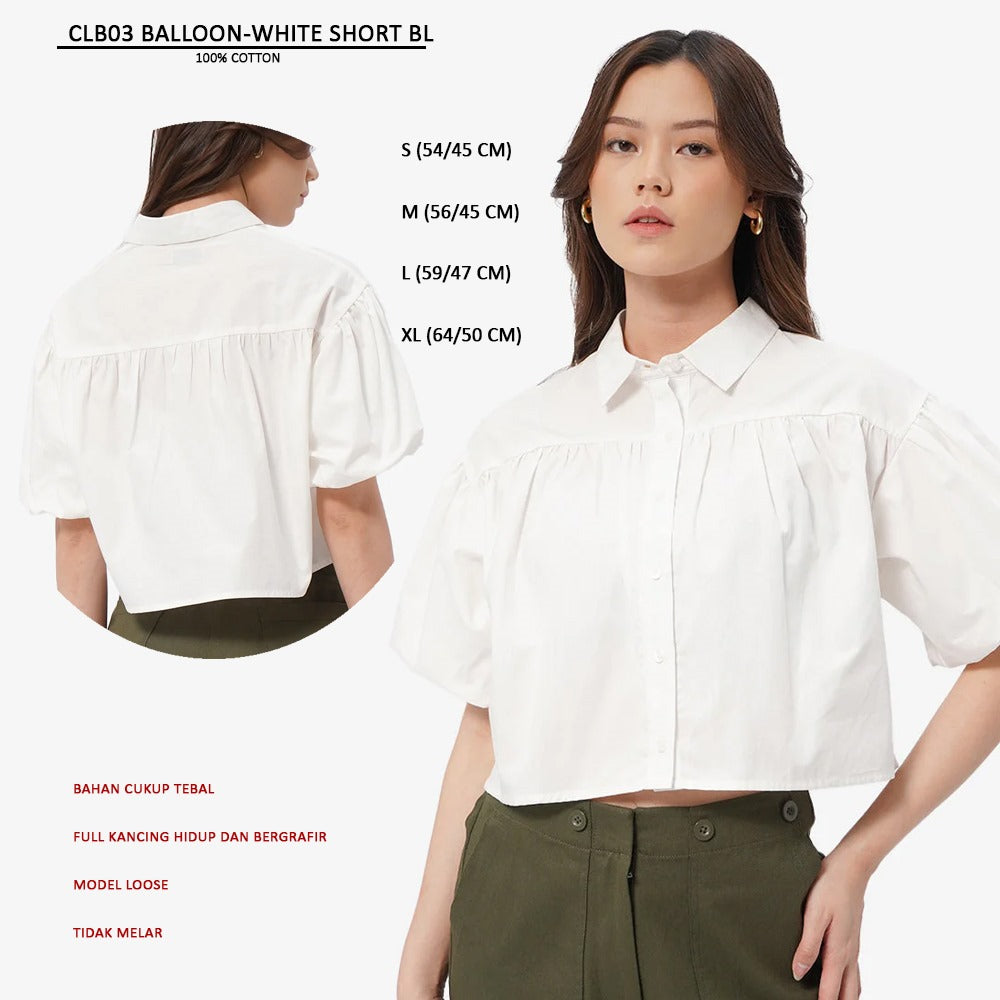 Kemeja Wanita Lengan Panjang (CLB03 BALLOON SHORT BLOUSE)
