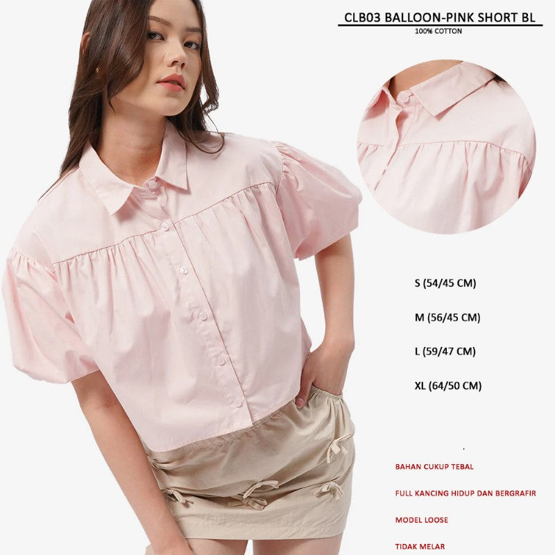 Kemeja Wanita Lengan Panjang (CLB03 BALLOON SHORT BLOUSE)