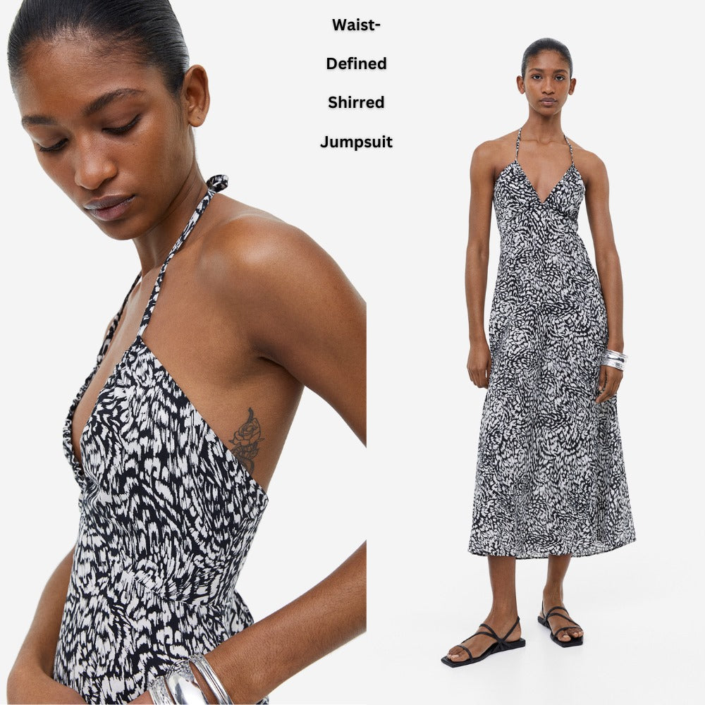 Dress Midi Wanita Tanpa Lengan (HMD556 HALTER COTTON DRESS)
