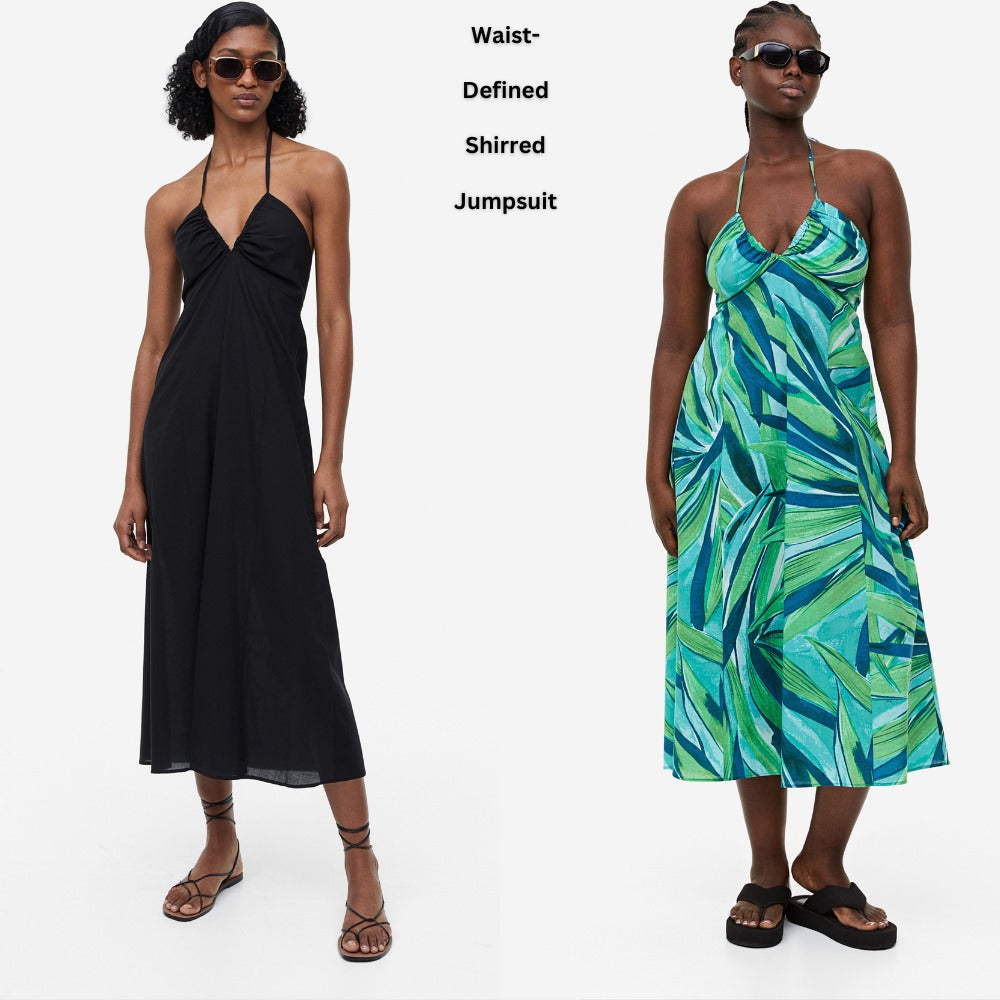 Dress Midi Wanita Tanpa Lengan (HMD556 HALTER COTTON DRESS)