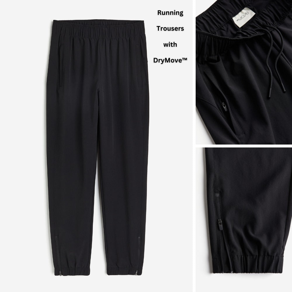 Celana Panjang Training Wanita Woven Stretch (HMP557 RUN-BLACK DRYMOVE TR)