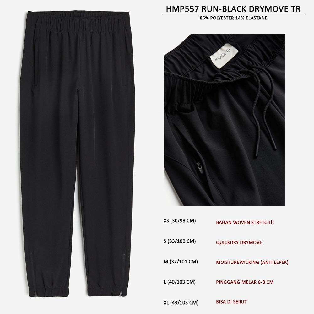 Celana Panjang Training Wanita Woven Stretch (HMP557 RUN-BLACK DRYMOVE TR)