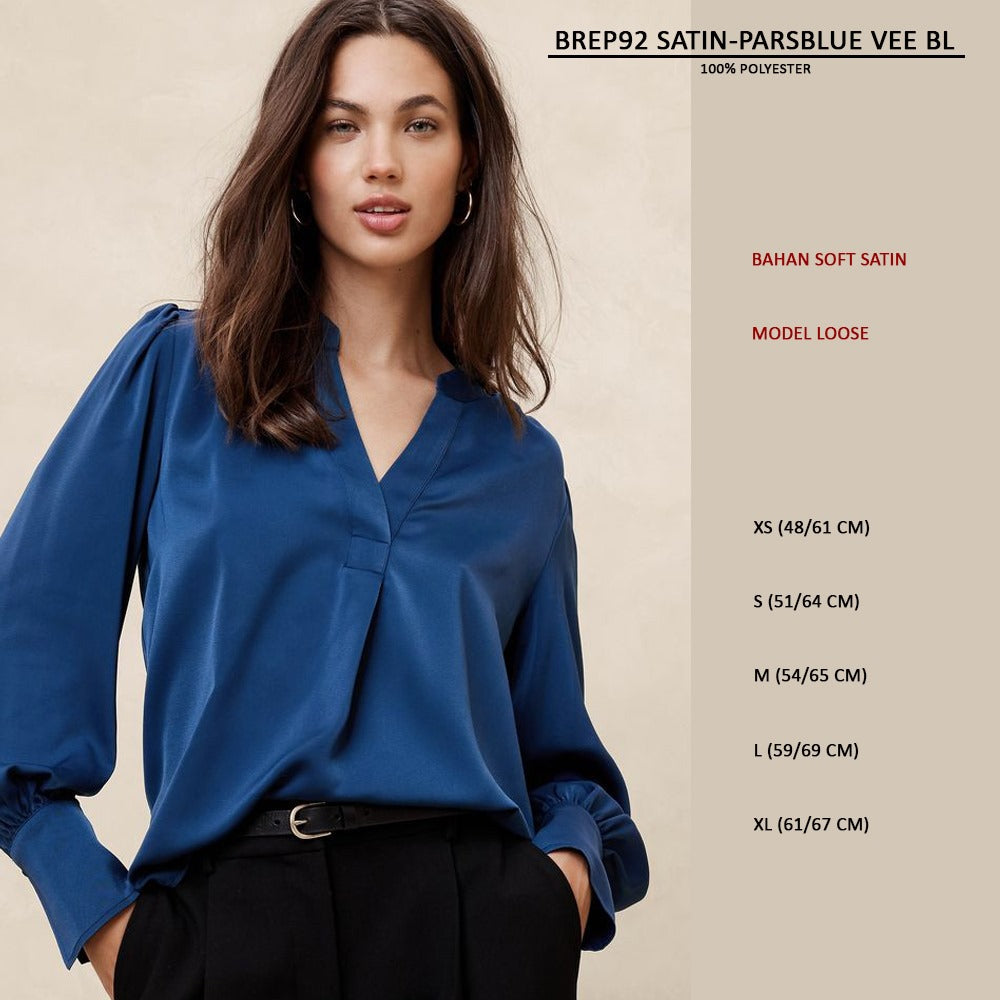 Blouse Wanita Lengan Panjang Soft Satin (BREP92 SATIN VEE BL)