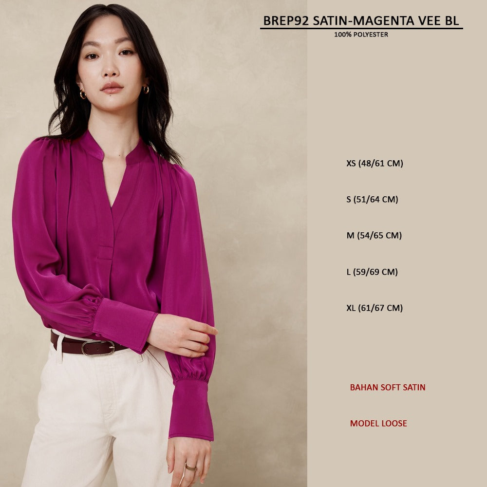 Blouse Wanita Lengan Panjang Soft Satin (BREP92 SATIN VEE BL)