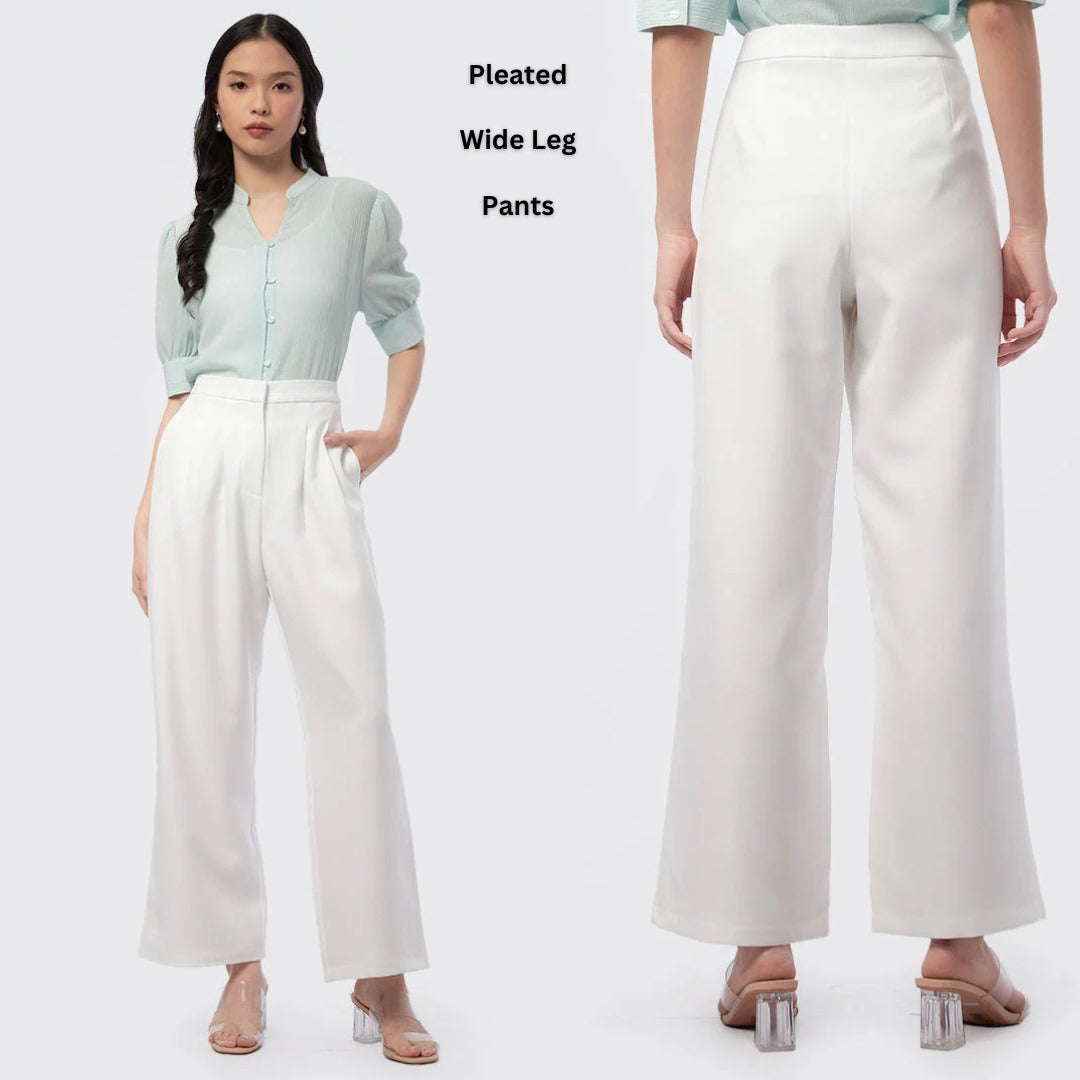 Celana Panjang Wanita Highwaist (EXC03 WIDE-WHITE PLEAT)