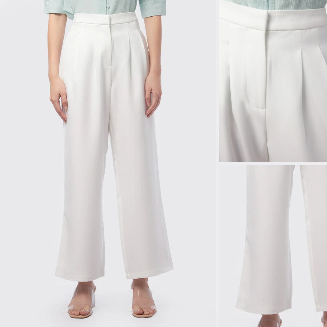 Celana Panjang Wanita Highwaist (EXC03 WIDE-WHITE PLEAT)