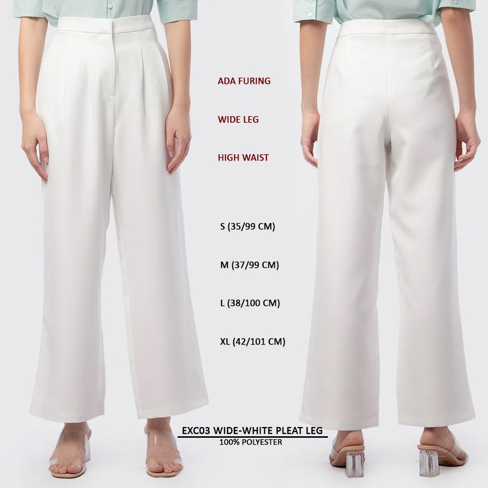 Celana Panjang Wanita Highwaist (EXC03 WIDE-WHITE PLEAT)