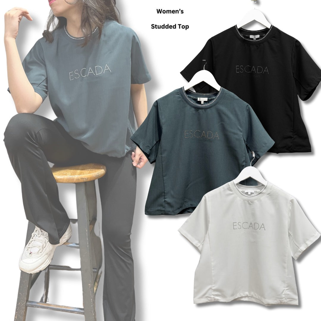 Atasan Kaos Wanita Lengan Pendek (ESC01 STUDDED TOP)