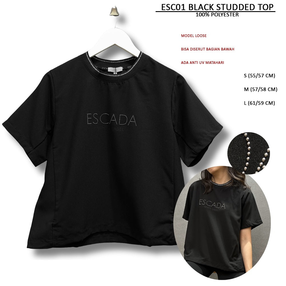Atasan Kaos Wanita Lengan Pendek (ESC01 STUDDED TOP)