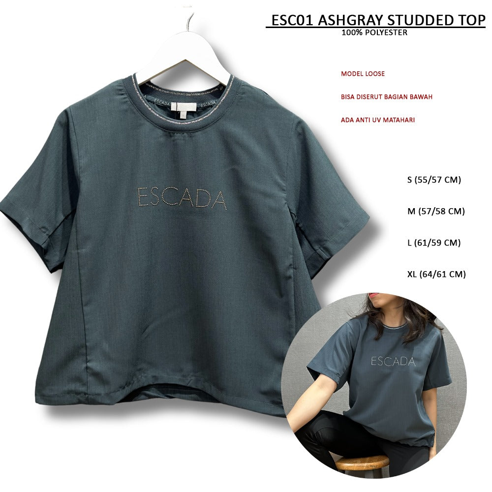 Atasan Kaos Wanita Lengan Pendek (ESC01 STUDDED TOP)