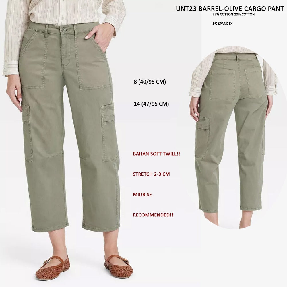 Celana Panjang Cargo Wanita Soft Twill (UNT23 BARREL CARGO PANT)