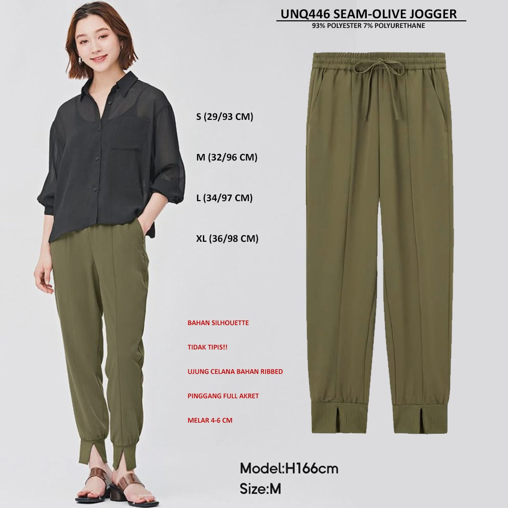 Celana Panjang Wanita Silhoutte (UNQ446 SEAM-OLIVE JOGGER)