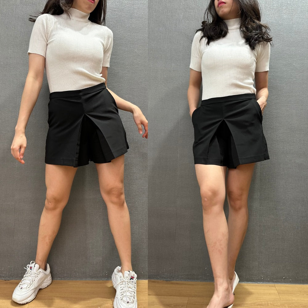 Celana Pendek Rok Wanita Stretch (MSQ01 FLARE BLACK SKORT)
