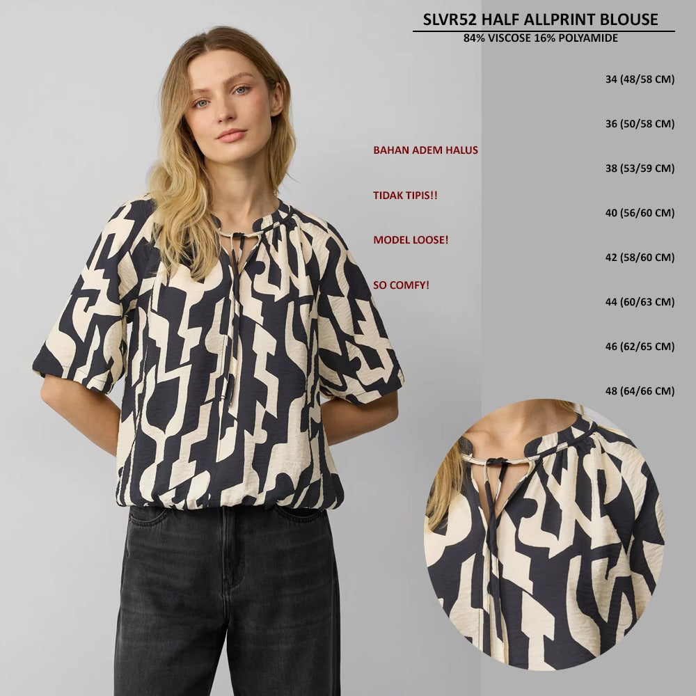 Blouse Wanita Lengan Pendek (SLVR52 HALF ALLPRINT BLOUSE)