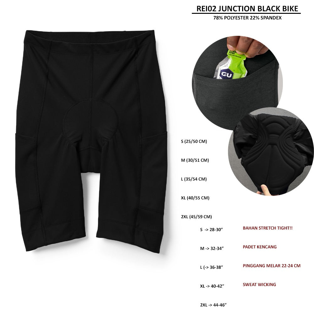 Celana Pendek Olahraga Pria Stretch (REI02 JUNCTION BLACK BIKE)