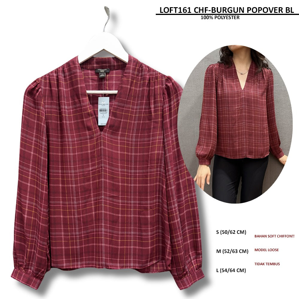 Atasan Blouse Wanita Lengan Panjang (LOFT161 POPOVER BLOUSE)