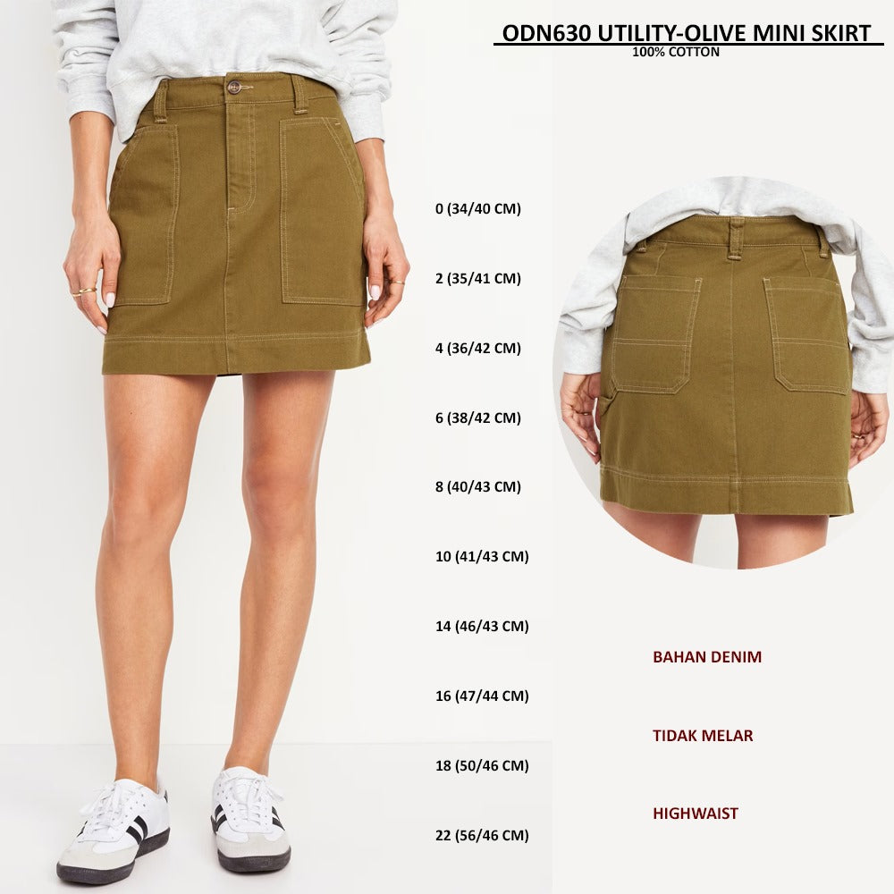 Rok Mini Denim Wanita Highwaist (ODN630 UTILITY MINI SKIRT)