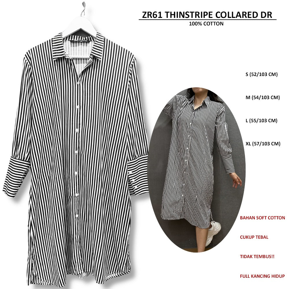 Dress Midi Wanita Lengan Panjang Soft Cotton (ZR61 COLLARED DR)