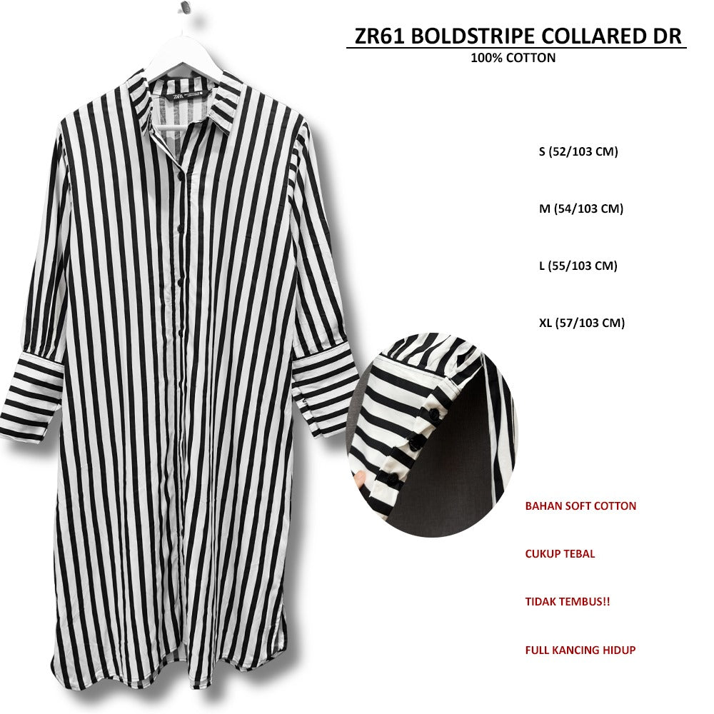 Dress Midi Wanita Lengan Panjang Soft Cotton (ZR61 COLLARED DR)