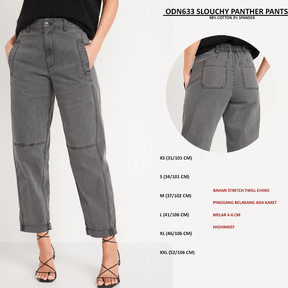 Celana Panjang Wanita Twill Chino Highwaist (ODN633 SLOUCHY PANTS)