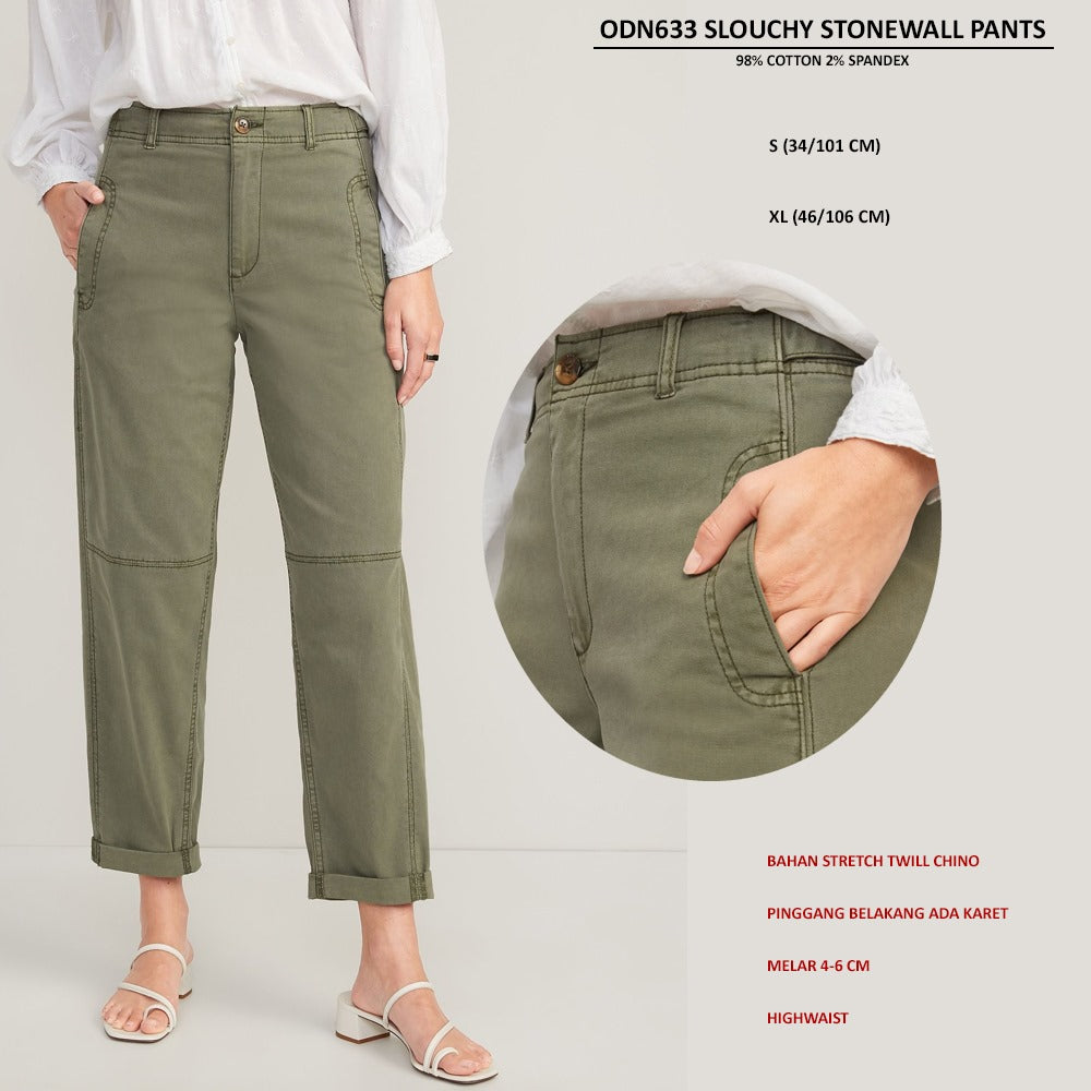 Celana Panjang Wanita Twill Chino Highwaist (ODN633 SLOUCHY PANTS)