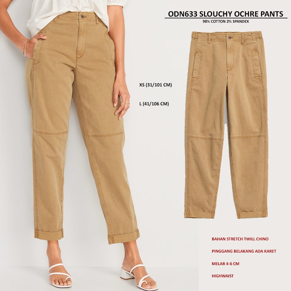 Celana Panjang Wanita Twill Chino Highwaist (ODN633 SLOUCHY PANTS)