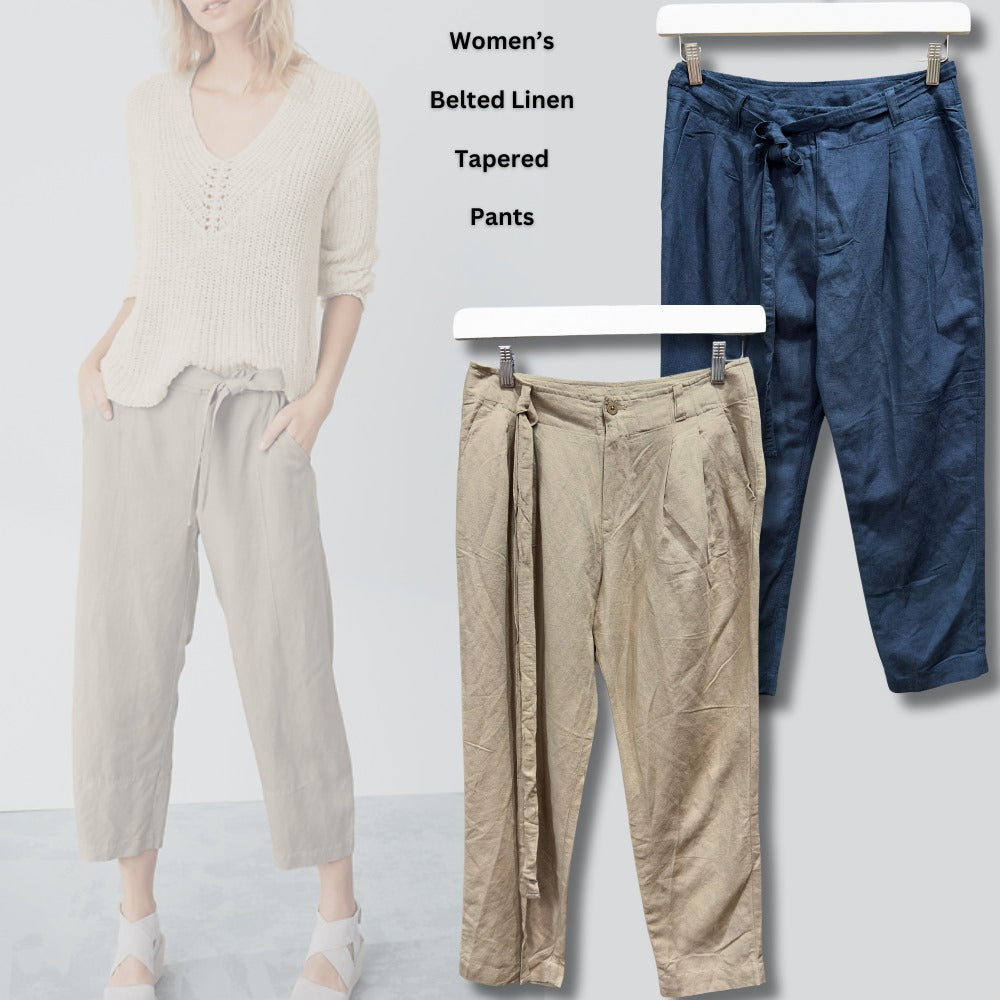 Celana Panjang Wanita Lightweight (UNQ449 BELT LINEN TAPER)