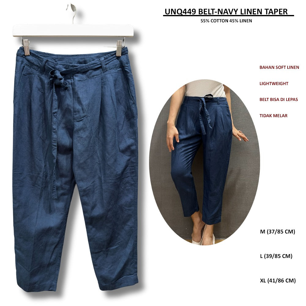 Celana Panjang Wanita Lightweight (UNQ449 BELT LINEN TAPER)