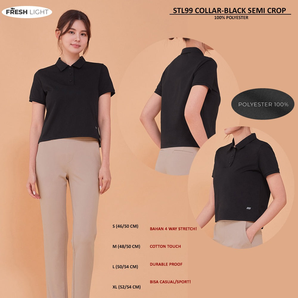 Kaos Polo Wanita Lengan Pendek (STL99 COLLAR SEMI CROP)