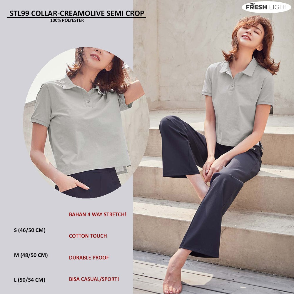 Kaos Polo Wanita Lengan Pendek (STL99 COLLAR SEMI CROP)