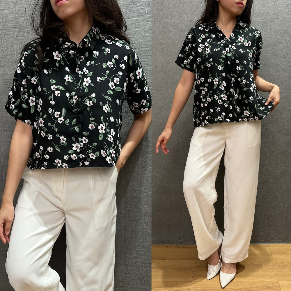 Blouse Wanita Lengan Pendek Vneck (EXC08&EXC09 COLLAR BLOUSE)