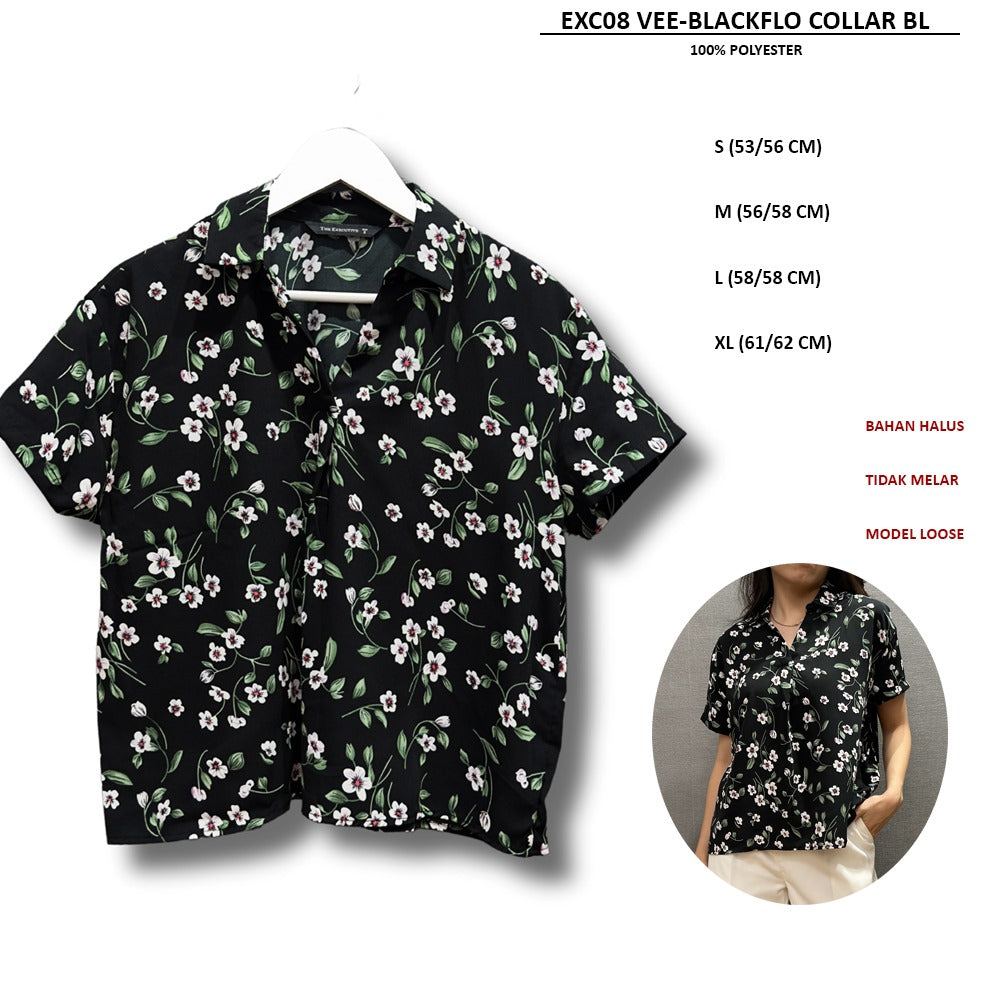 Blouse Wanita Lengan Pendek Vneck (EXC08&EXC09 COLLAR BLOUSE)