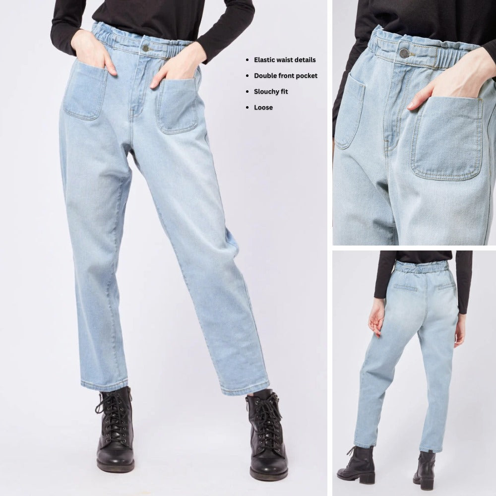 Celana Panjang Jeans Wanita Highwaist (CLB06 SLOUCHY LTDENIM PANTS)