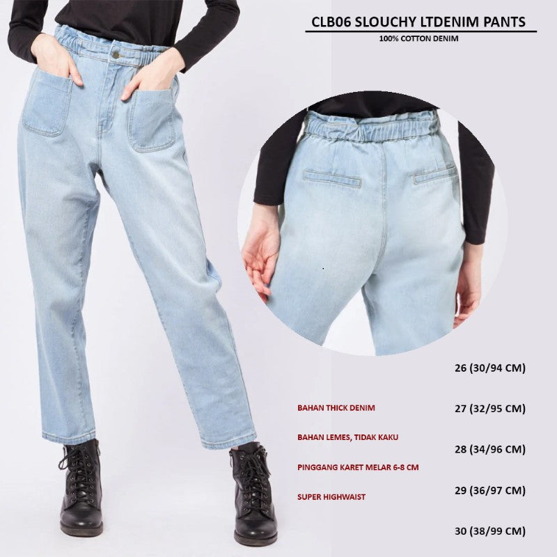 Celana Panjang Jeans Wanita Highwaist (CLB06 SLOUCHY LTDENIM PANTS)