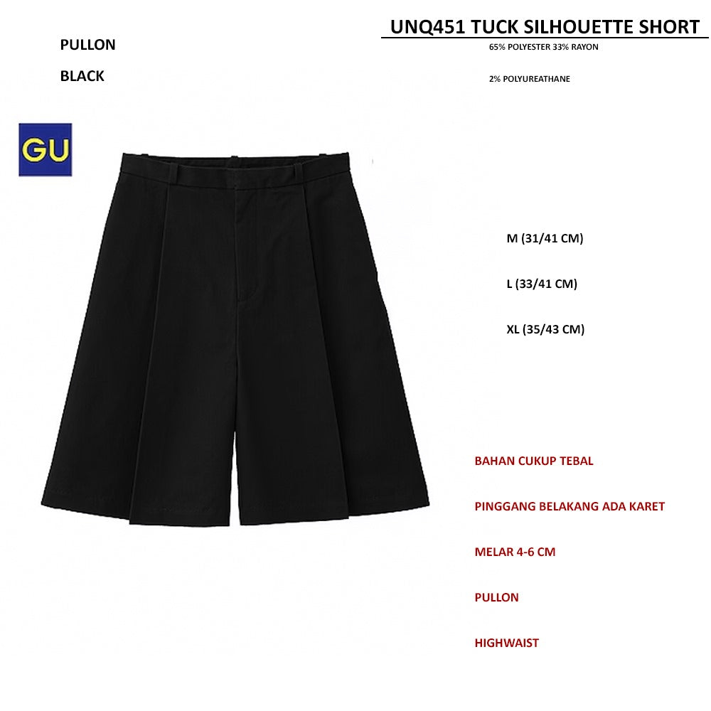 Celana Pendek Wanita Highrise (UNQ450 & UNQ451 DRAPE TUCK SHORT)