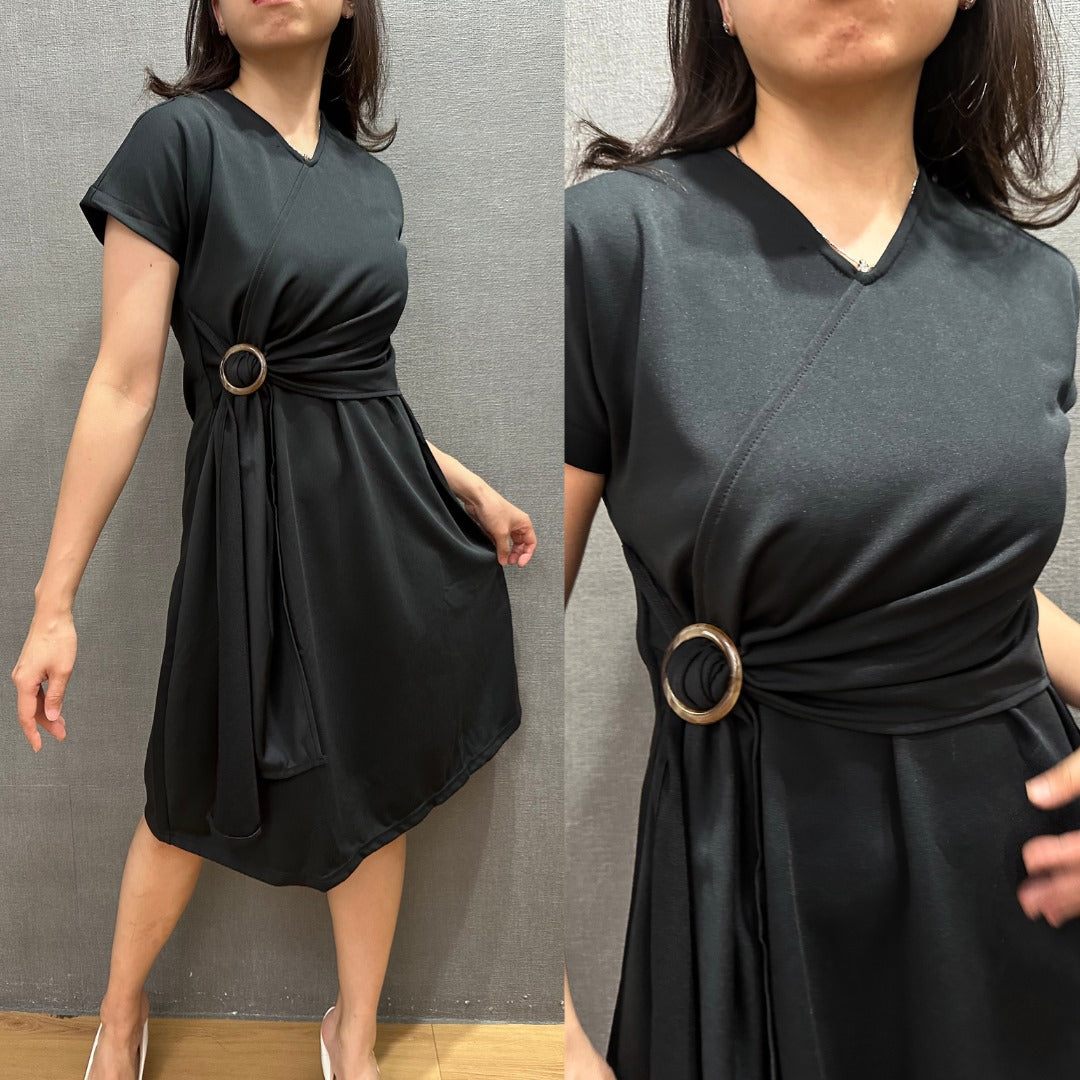 Dress Mini Wanita Lengan Pendek Stretch (NUM61 WARP-BLACK LIPSY DR)