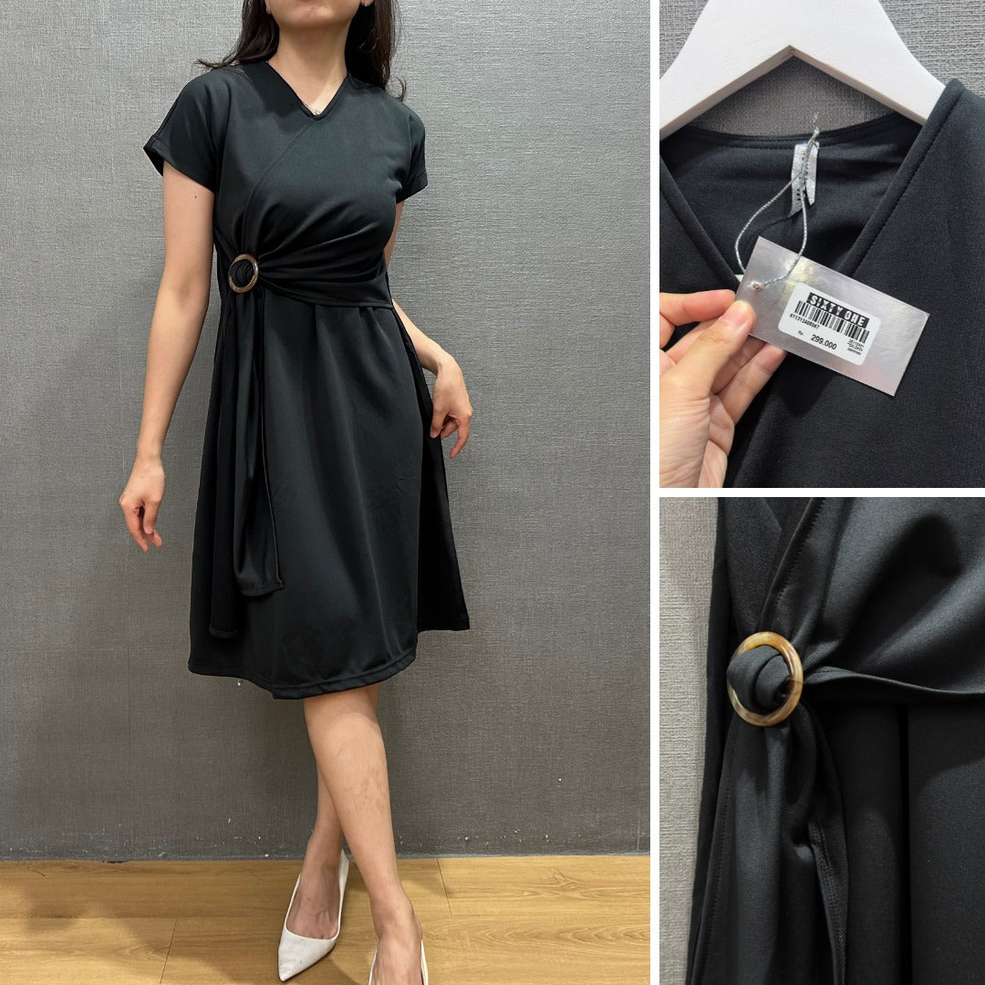 Dress Mini Wanita Lengan Pendek Stretch (NUM61 WARP-BLACK LIPSY DR)