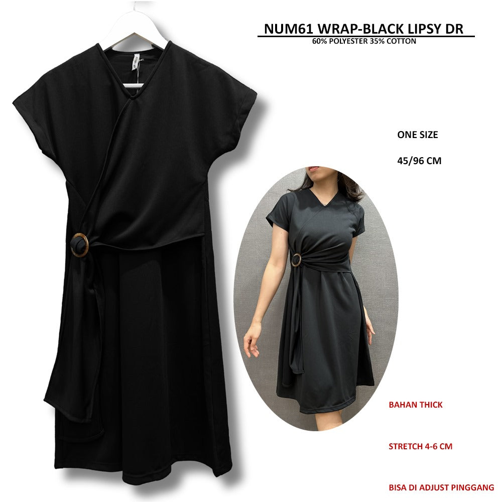 Dress Mini Wanita Lengan Pendek Stretch (NUM61 WARP-BLACK LIPSY DR)