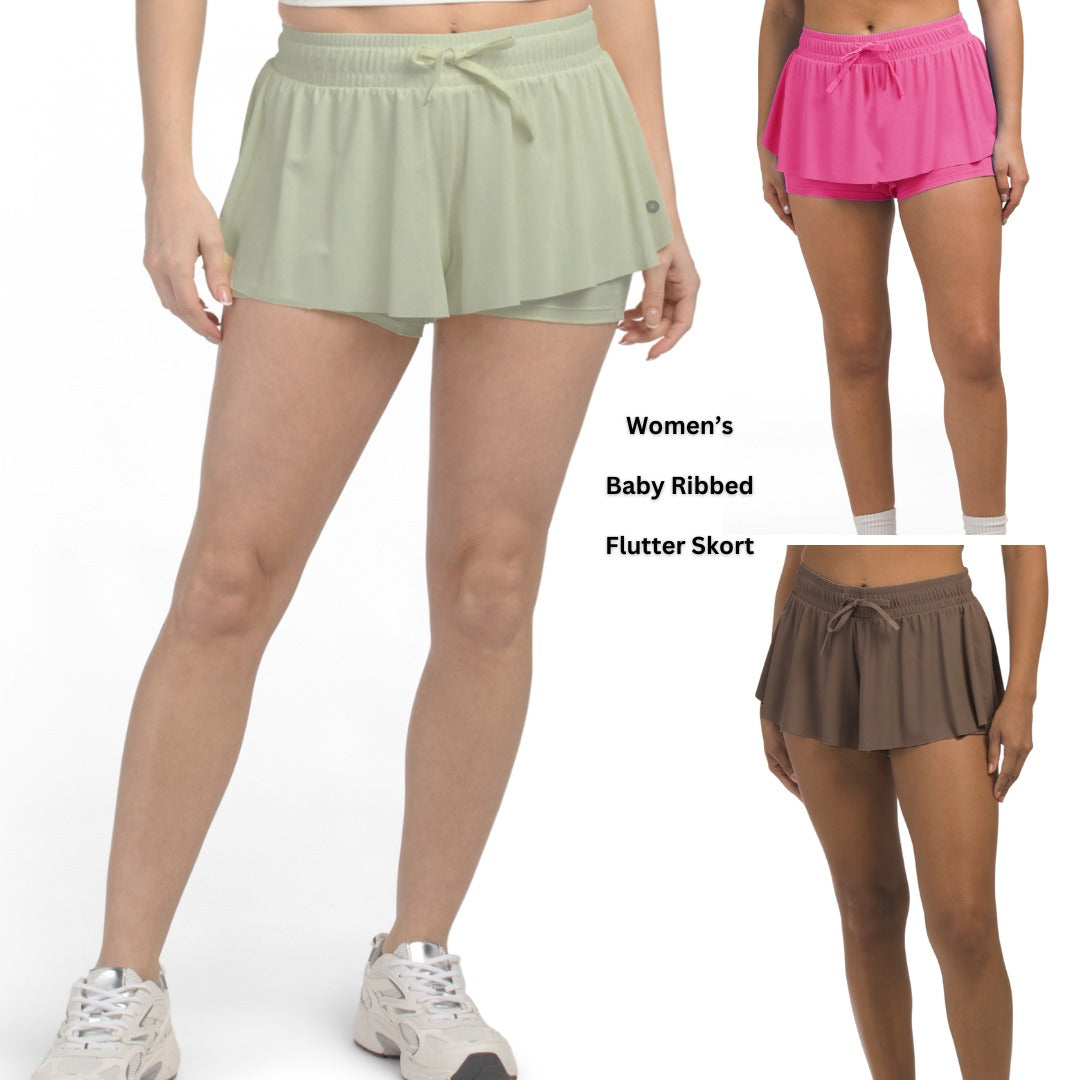 Skort Olahraga Wanita Stretch (HRM02 RIBBED FLUTTER SKORT)