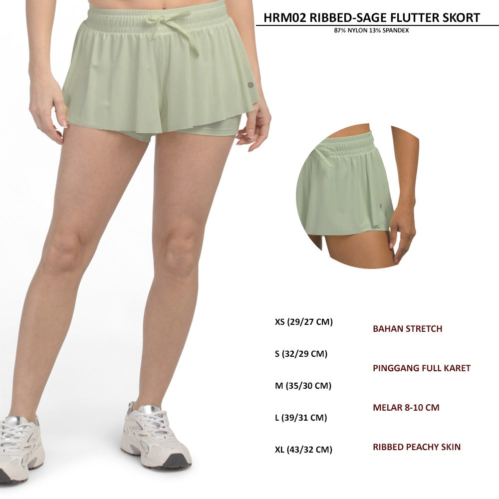 Skort Olahraga Wanita Stretch (HRM02 RIBBED FLUTTER SKORT)