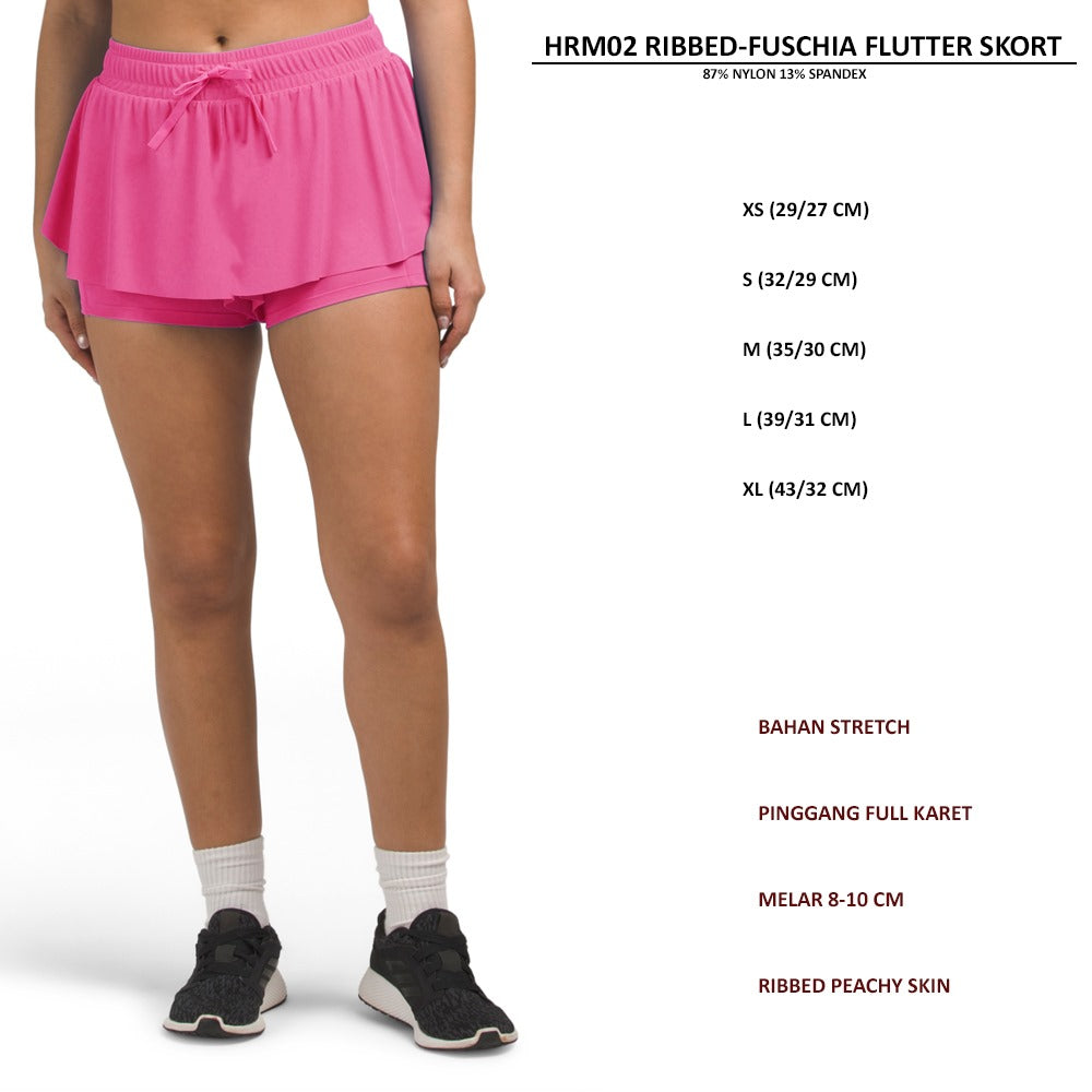 Skort Olahraga Wanita Stretch (HRM02 RIBBED FLUTTER SKORT)