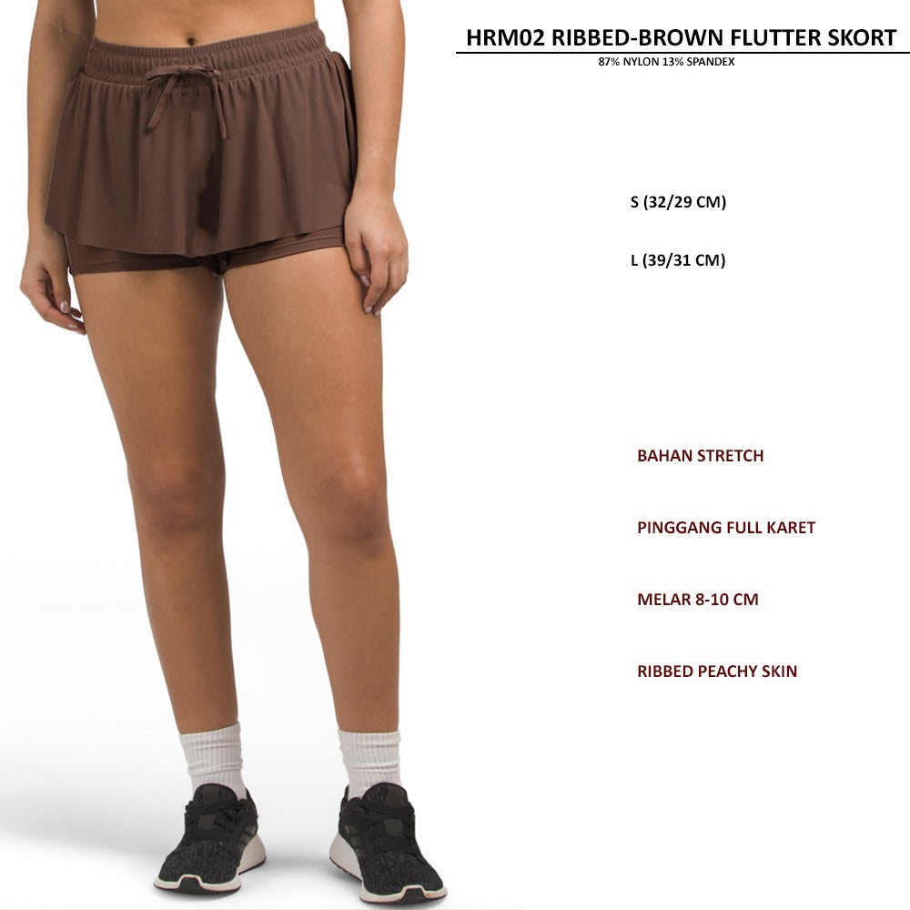 Skort Olahraga Wanita Stretch (HRM02 RIBBED FLUTTER SKORT)