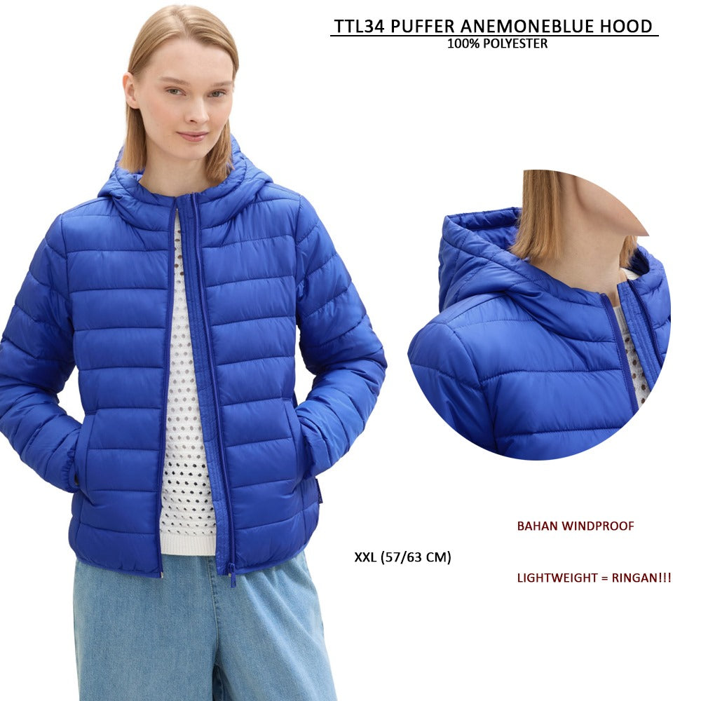 Jacket Wanita Windproof Lightweight (TTL34 PUFFER HOODIE)