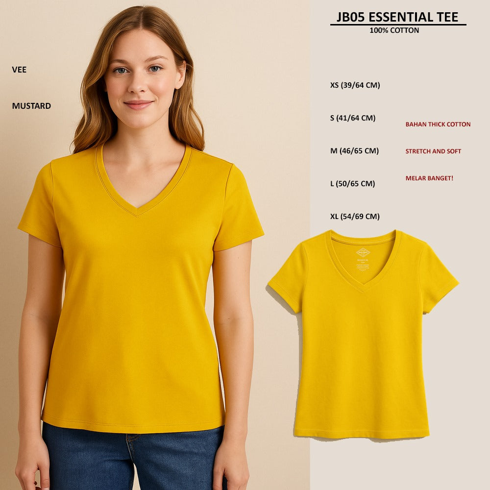 Koas Wanita Lengan Pendek Thick Cotton (JB05 ESSENTIAL TEE)