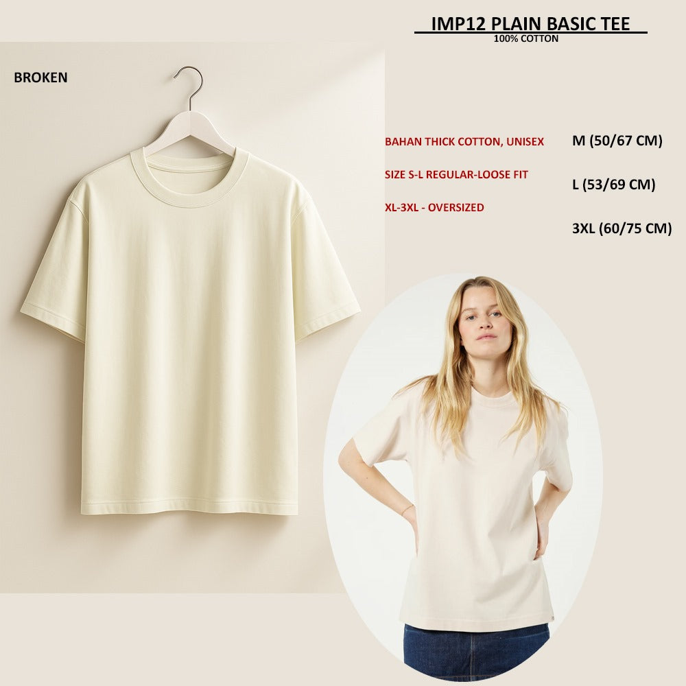 Atasan Kaos Pria/Unisex Lengan Pendek (IMP12 PLAIN BASIC TEE)